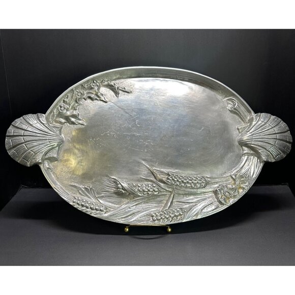 Vtg Arthur Court 86 Scallop Shell Serving Platter Aluminum Serving Tray 20"x11" - Picture 1 of 7